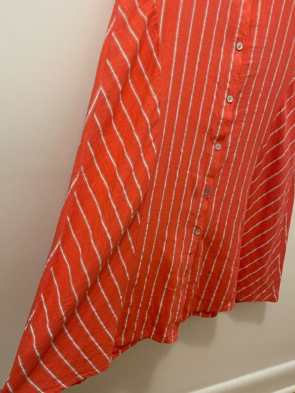 Made in Italy Coral Stripe Button-Front Midi Shirt Dress - Picture 4 of 8